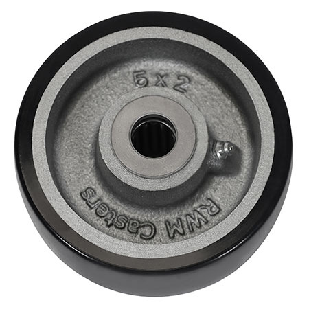 Side view of 5" x 2" urethane on iron wheel